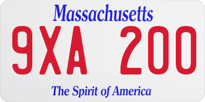 MA license plate 9XA200