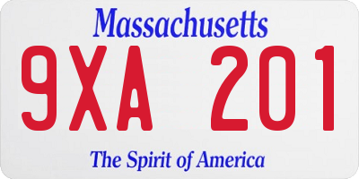 MA license plate 9XA201