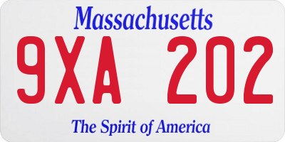 MA license plate 9XA202
