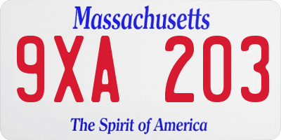 MA license plate 9XA203