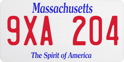 MA license plate 9XA204