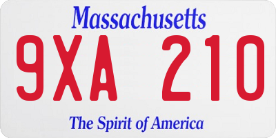 MA license plate 9XA210