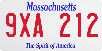 MA license plate 9XA212