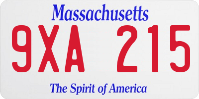 MA license plate 9XA215