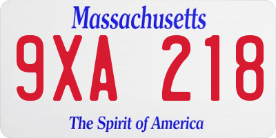 MA license plate 9XA218