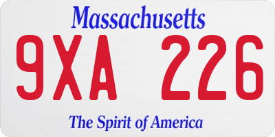 MA license plate 9XA226