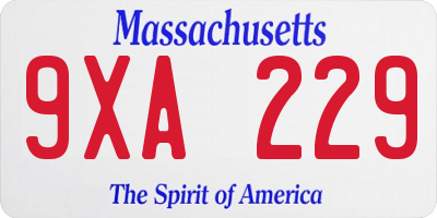 MA license plate 9XA229