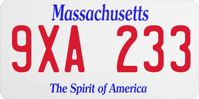 MA license plate 9XA233