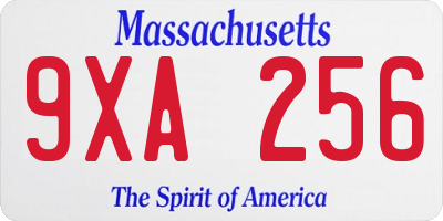 MA license plate 9XA256