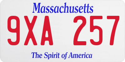 MA license plate 9XA257