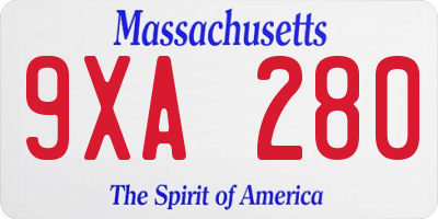 MA license plate 9XA280
