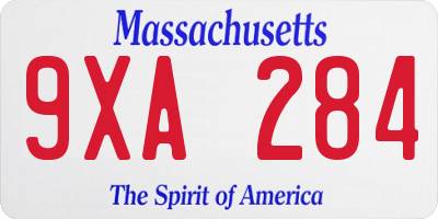 MA license plate 9XA284