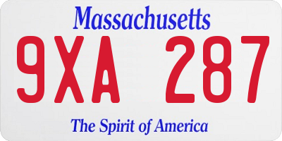 MA license plate 9XA287