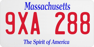 MA license plate 9XA288