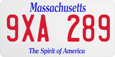 MA license plate 9XA289