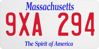 MA license plate 9XA294