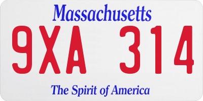 MA license plate 9XA314
