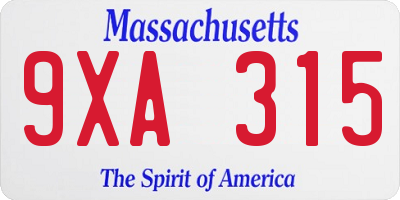 MA license plate 9XA315