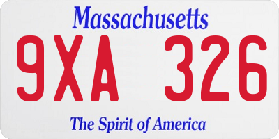 MA license plate 9XA326