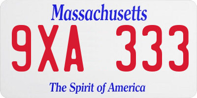 MA license plate 9XA333