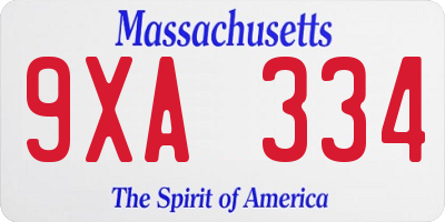 MA license plate 9XA334