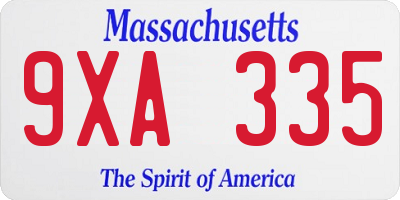 MA license plate 9XA335