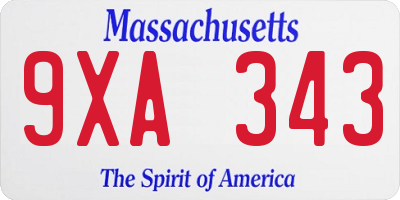 MA license plate 9XA343