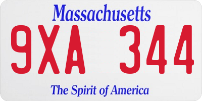 MA license plate 9XA344
