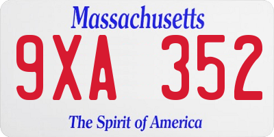 MA license plate 9XA352