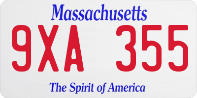 MA license plate 9XA355