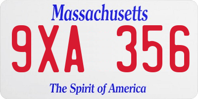 MA license plate 9XA356