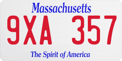 MA license plate 9XA357