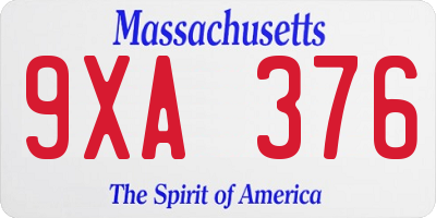 MA license plate 9XA376