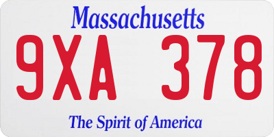 MA license plate 9XA378