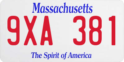 MA license plate 9XA381