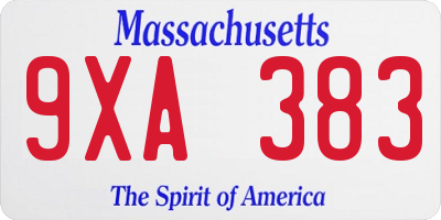 MA license plate 9XA383