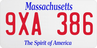 MA license plate 9XA386