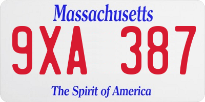 MA license plate 9XA387