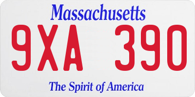 MA license plate 9XA390