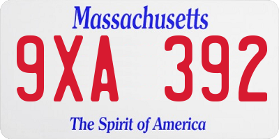 MA license plate 9XA392