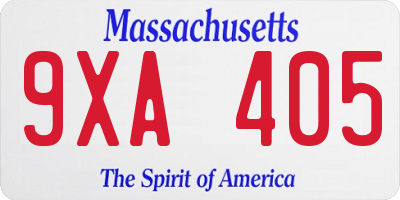 MA license plate 9XA405