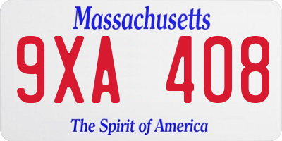 MA license plate 9XA408