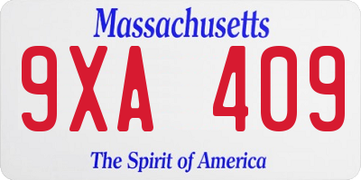 MA license plate 9XA409