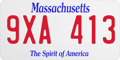 MA license plate 9XA413