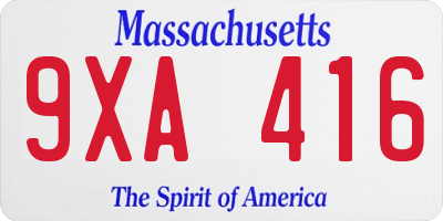 MA license plate 9XA416