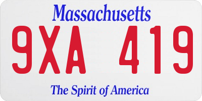 MA license plate 9XA419