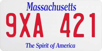 MA license plate 9XA421