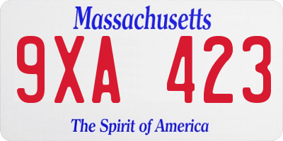 MA license plate 9XA423