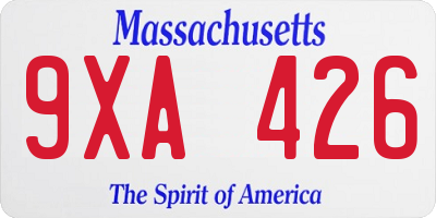 MA license plate 9XA426