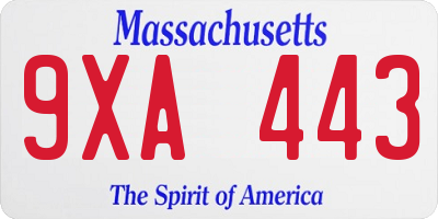 MA license plate 9XA443